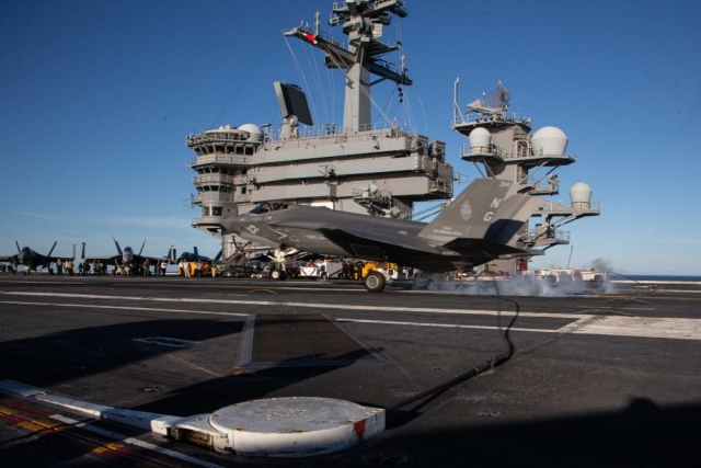 First U.S. Marine Corps' F-35C Squadron Deploys Abroad Abraham Lincoln Aircraft Carrier