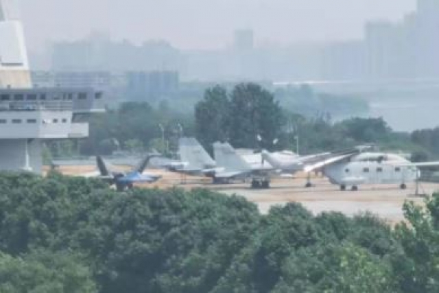 Chinese FC-31-Like Jet Mockup Spotted at Wuhan Aircraft Carrier Testing Facility