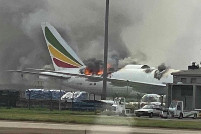 Ethiopian Airlines 777F Catches Fire at Shanghai Airport