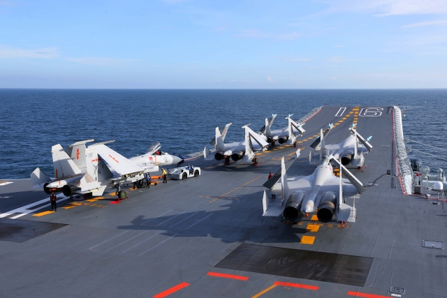 China's Shandong Carrier Heads Out For Drills With J-15 Mock-Up