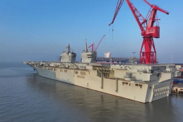 World’s First Electromagnetic Catapult-Equipped Amphibious Assault Ship Starts Maiden Sea Trial in China