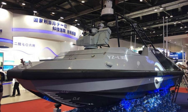 Unmanned Boat To Carry UAVs and Underwater Drones Exhibited At China Tech Fair