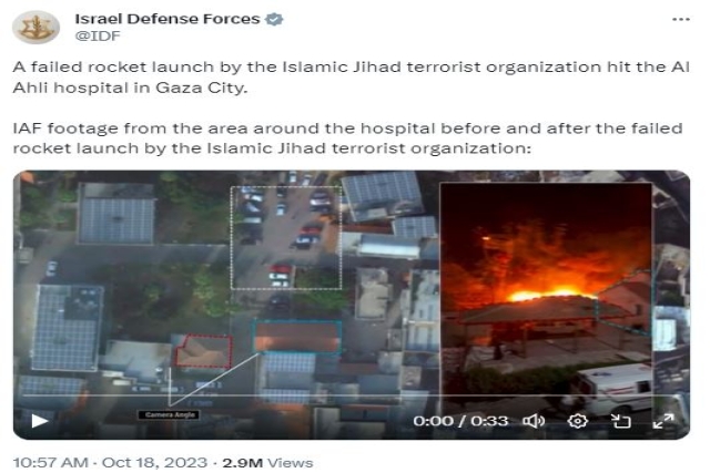 JDAM Bomb, not Hamas Rocket, Caused Gaza Hospital Blast that Killed Over 500 Palestinians