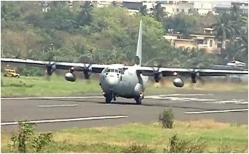 Hercules C130J Arrives At India's Juhu Airport For Military Exercise 