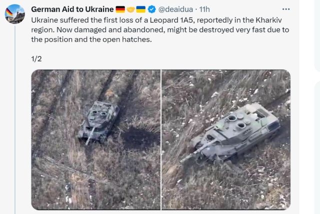 Leopard-1A5 Tank Destroyed by Drone-guided Artillery in Ukraine