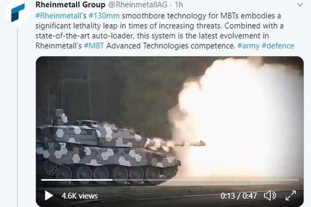 Rheinmetall Reveals Advanced Technology Demonstrator Tank with 130mm Turret