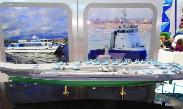 Nuclear-powered Aircraft Carrier Mock-up displayed at Russian Naval Show