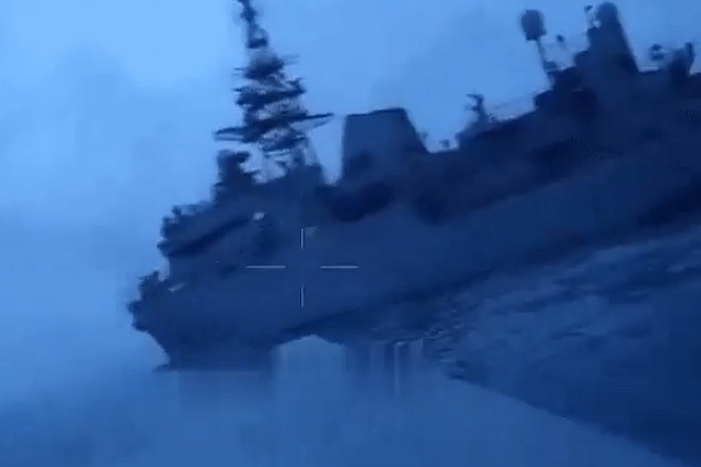 Undamaged from Ukrainain Drone Boat Attack, Russian Ship Brought to Sevastopol Base