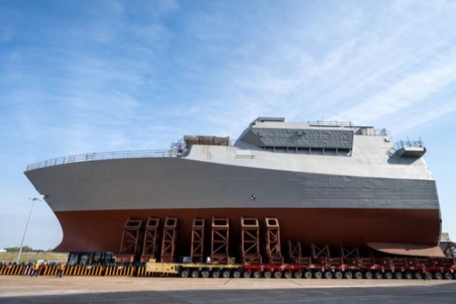 Britain's First Type 26 Frigate Bow Rolled Out Of Shipyard’s Build Hall